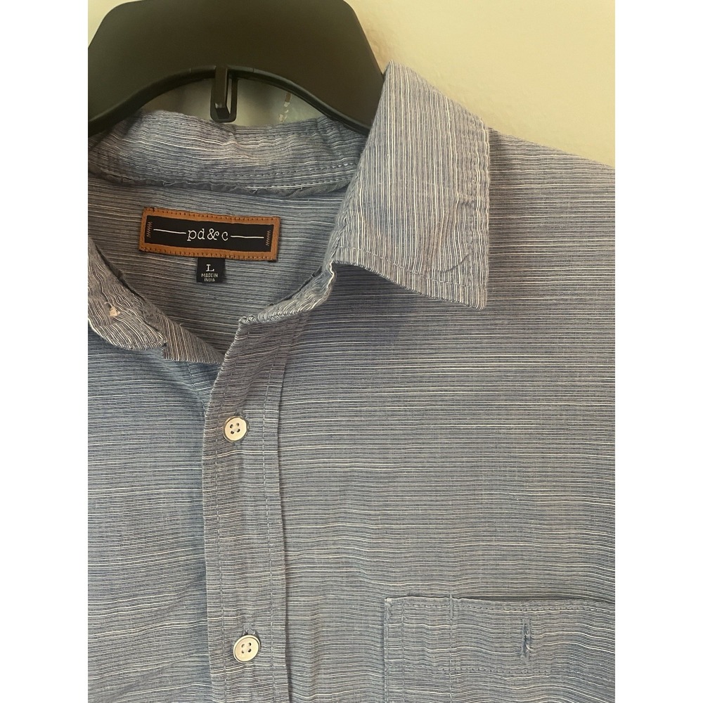 PD&C Shirt Men's Large Shirt Button Up Long Sleeve Roll Tab